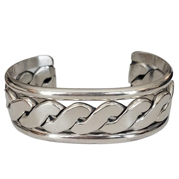Roger Francisco Navajo Sterling Silver Twisted Rope Cuff Bracelet 5 5/8”, K566